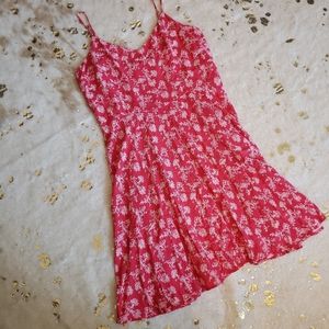 NEW Gap M Floral Mini Cami Dress Red White Print